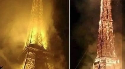 حقيقة احتراق برج إيفل عقب أحداث شغب في فرنسا