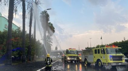 مدني الطائف يخمد حريقًا نشب في 6 نخلات