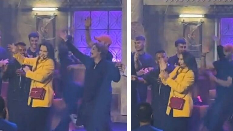 مسنة تشارك هدى حسين الرقص بعفوية بعد عرض مسرحيتها بالرياض