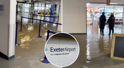 لقطات لـ غرق المطارات في إنجلترا بسبب موجة طقس سيئ