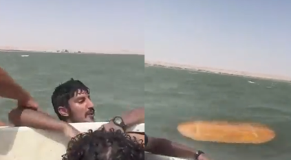 لقطات لـ 3 كويتيين يصارعون الأمواج في عرض البحر