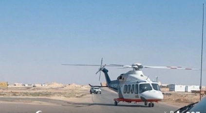 الإسعاف الجوي بالهلال الأحمر بنجران ينقل مصابًا بحادث تصادم