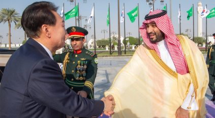 محمد بن سلمان يستقبل رئيس كوريا الجنوبية ويعقدان جلسة مباحثات بقصر اليمامة