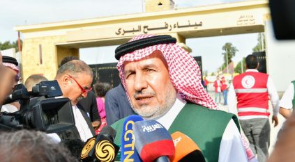 رسالة بخط يد الربيعة على المساعدات السعودية لغزة