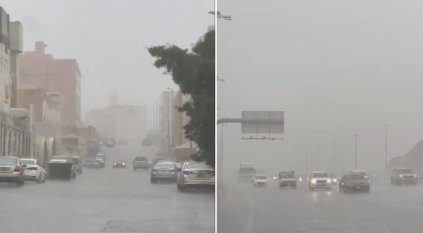أمطار غزيرة على الدائري الرابع في مكة المكرمة