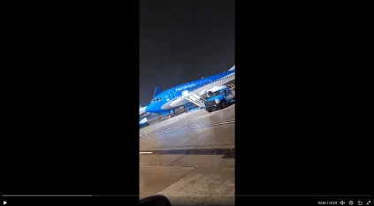 عاصفة قوية تحرك الطائرات من مكانها في  أحد مطارات الأرجنتين