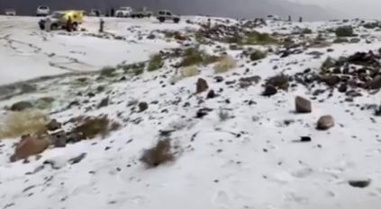 مشاهد من جبل اللوز بعد بردية كثيفة غطت القمم بالثلوج