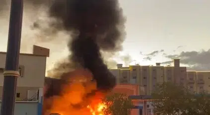 لحظة انفجار محطة وقود في تبوك