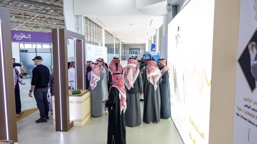 صور ملوك السعودية برفقة الصقور تجذب زوار معرض الدفاع