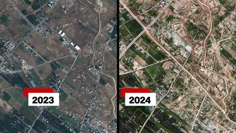 لقطات الأقمار الصناعية تكشف مخطط إسرائيل لتقسيم غزة