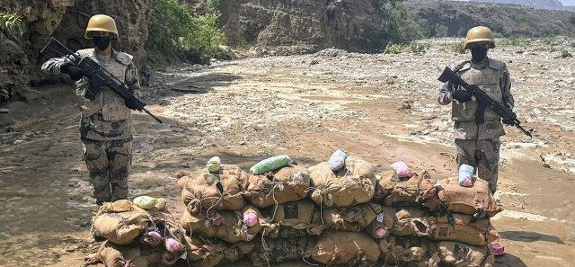 إحباط تهريب 288 كيلوجرامًا قات وحشيش مخدر في جازان والجوف