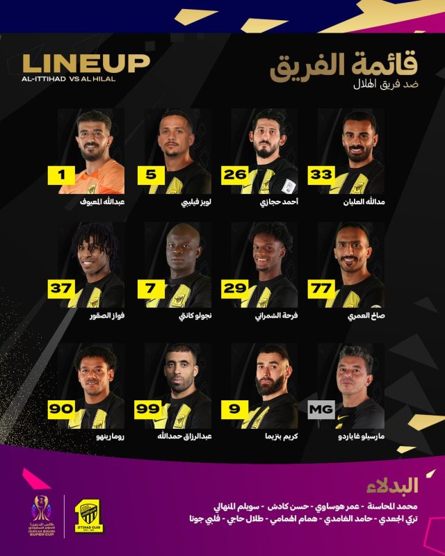تشكيل الاتحاد لمواجهة الهلال - نهائي السوبر