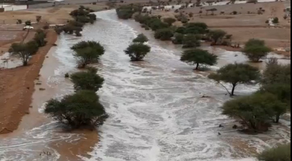 لقطات جوية لسيول شعيب بعثيران جنوب القويعية