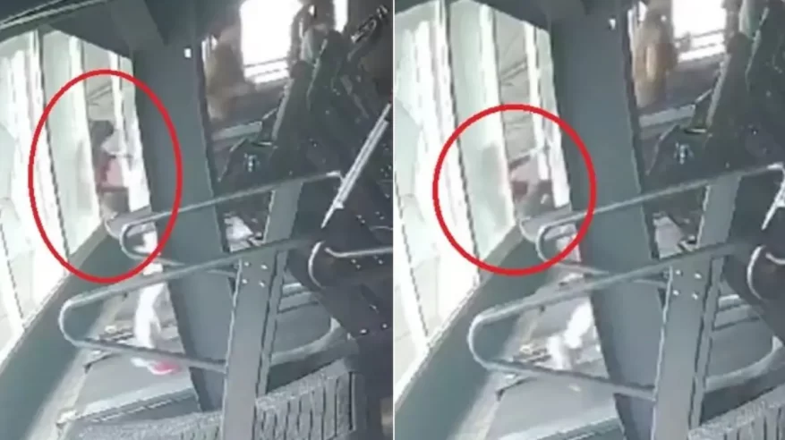لحظة سقوط فتاة من الطابق الثالث بعدما تعثرت فوق جهاز المشي