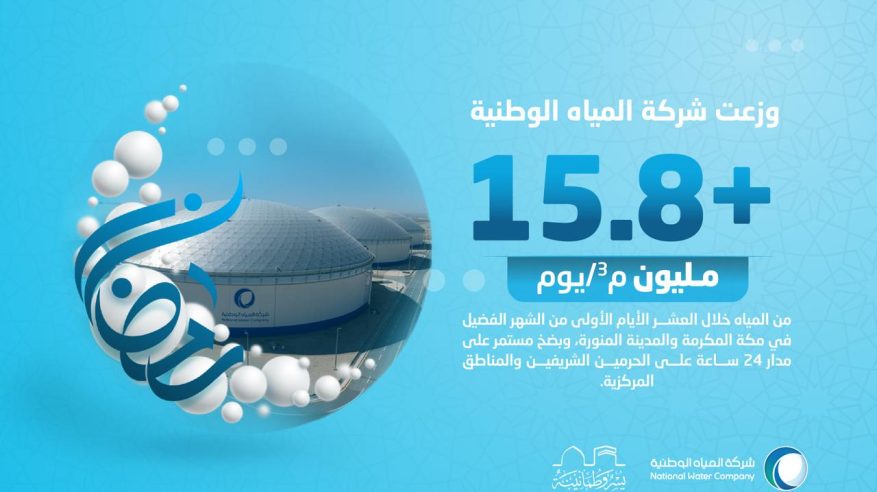 المياه توزع أكثر من 15.8 مليون م³ في الحرمين بالعشر الأوائل من رمضان