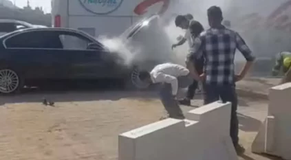 النيران تلتهم سيارة الإعلامي المصري أحمد شوبير