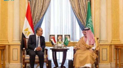 فيصل بن فرحان يبحث التطورات الإقليمية وانتهاكات الاحتلال مع نظيره المصري