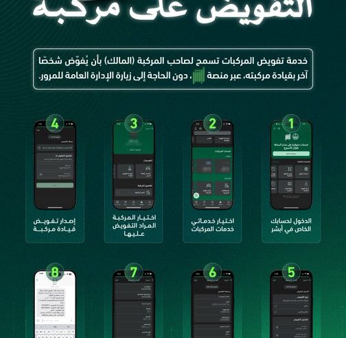 خطوات إضافة مفوّض على المركبة عبر أبشر