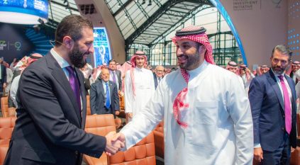 لحظة وصول ولي العهد إلى مقر مبادرة مستقبل الاستثمار