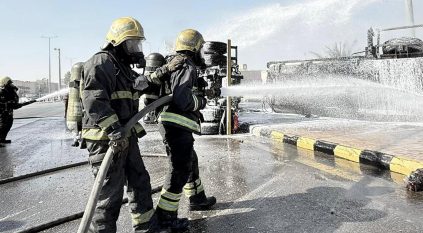 حريق في ناقلة وقود و3 مركبات على الدائري الغربي بالرياض