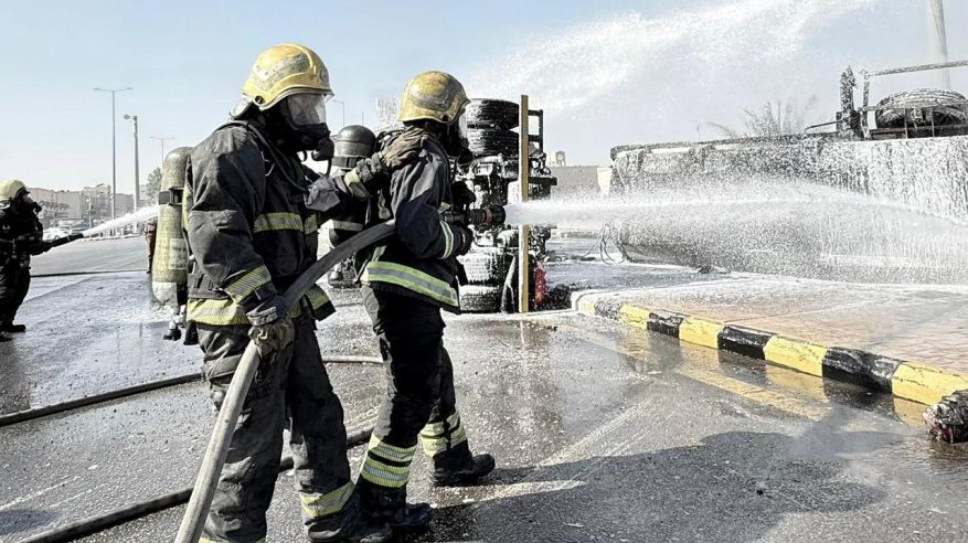 حريق في ناقلة وقود و3 مركبات على الدائري الغربي بالرياض