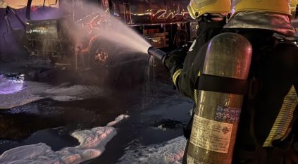 إخماد حريق ناقلة وقود بحي الرحمانية في الرياض