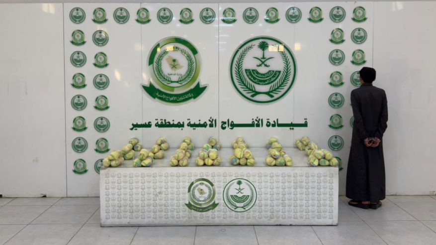 الأفواج الأمنية تقبض على شخص لترويجه 12 كيلو قات في عسير