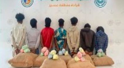 القبض على 7 إثيوبيين لتهريبهم 140 كجم من القات بعسير