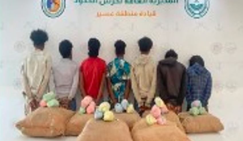 القبض على 7 إثيوبيين لتهريبهم 140 كجم من القات بعسير