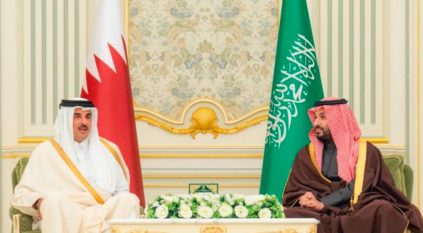 ولي العهد وأمير قطر يعقدان جلسة مباحثات في قصر اليمامة