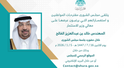 وزير الاستثمار يحضر جلسة مجلس الشورى الاثنين المقبل