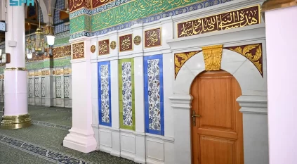 الجدار القبلي في المسجد النبوي.. لوحة معمارية تجسد جمال الزخارف الإسلامية