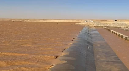 جريان “وادي عيوج”.. يشكّل لوحة جمالية وسط التضاريس