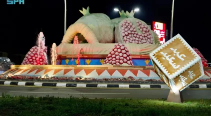 30 مجسمًا مضيئًا احتفاءً بعيد الفطر في الباحة