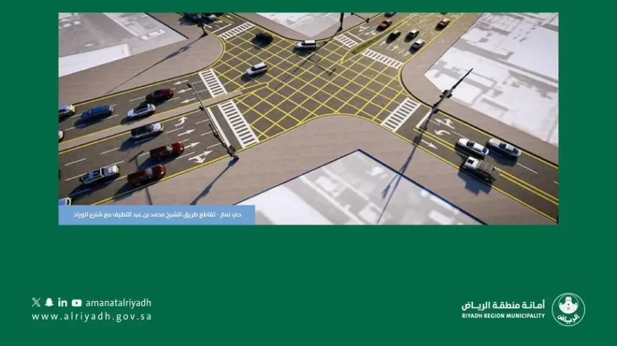 بدء المعالجة الهندسية لتقاطع طريق الشيخ محمد بن عبداللطيف في حي نمار بالرياض