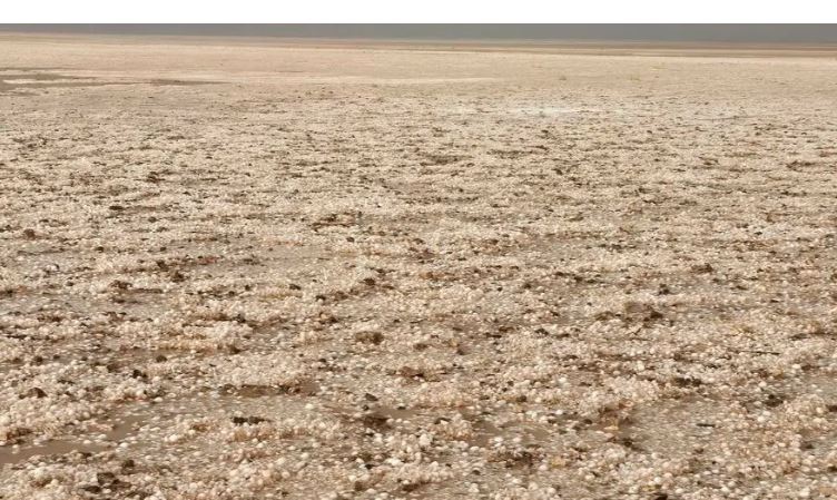 أمطار غزيرة مصحوبة بالبرد شرق طريف