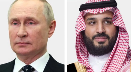 ولي العهد يبحث تطورات الأوضاع في المنطقة مع الرئيس الروسي