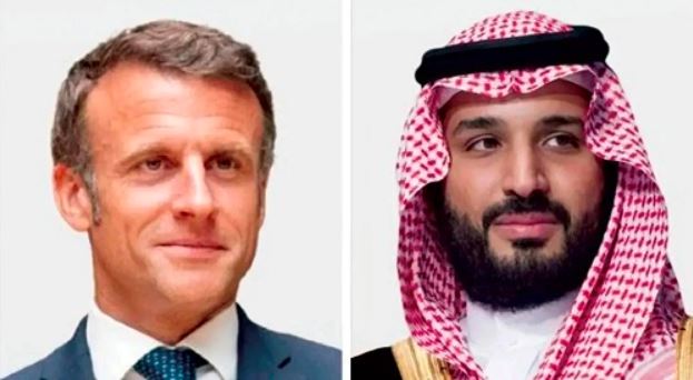 ولي العهد يستعرض آخر التطورات في المنطقة مع الرئيس الفرنسي