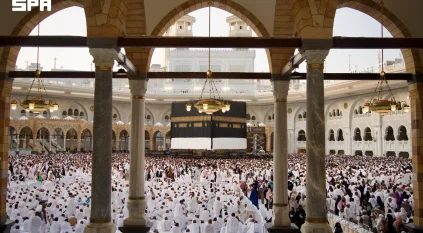 بدء أعمال مراسم تغيير كسوة الكعبة المشرفة