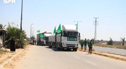 وصول قافلة مساعدات إنسانية سعودية جديدة إلى قطاع غزة