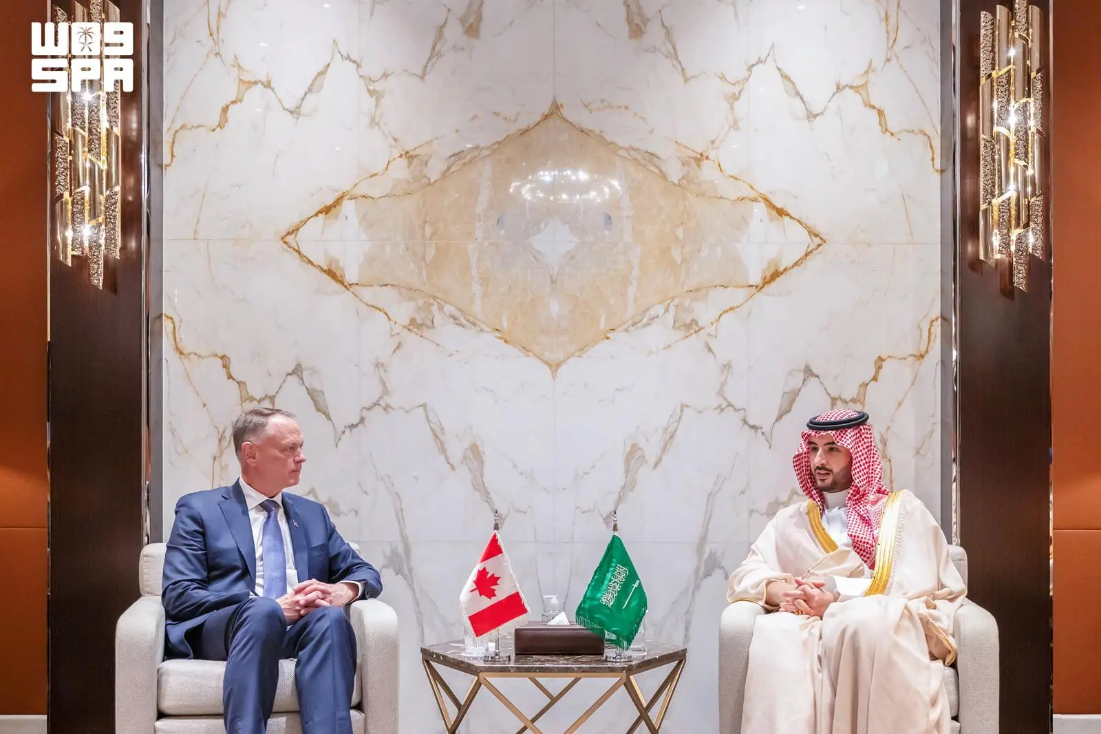 Prince Khalid bin Salman Reviews Defense and Military Cooperation with Canadian Minister of National Defense