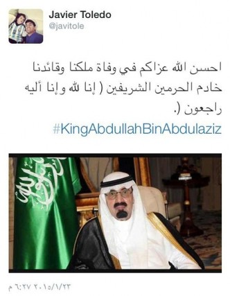 بالصورة .. الأرجنتيني توليدو يعزي السعوديين في وفاة الملك عبدالله