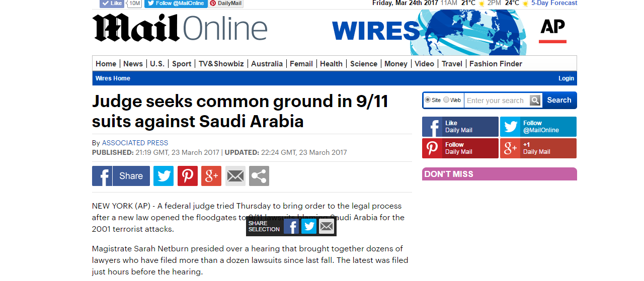“ديلي ميل” تكشف ألاعيب شركات التأمين الأميركية لاتهام السعودية بدعم منفذي هجمات 11 سبتمبر