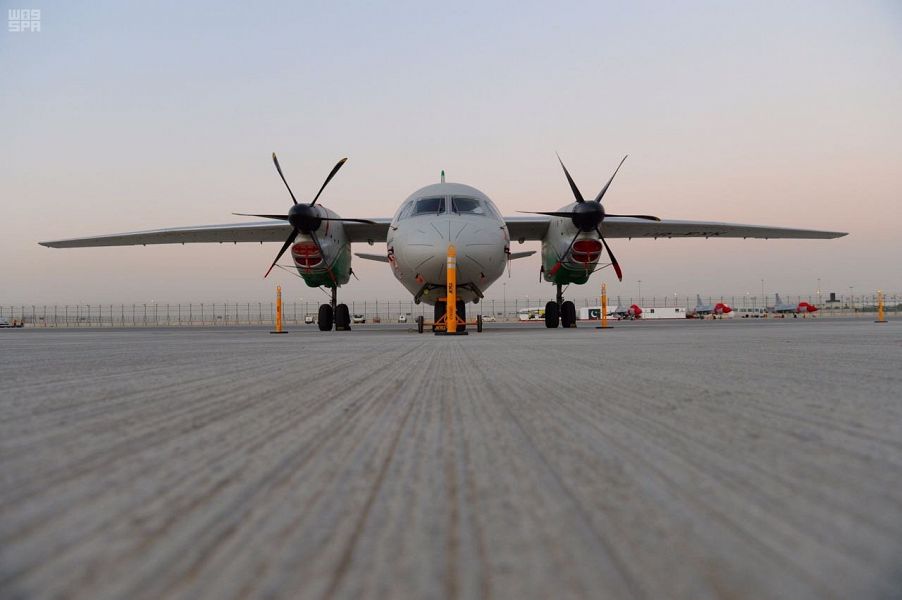 بالصور.. أول طائرة سعودية أوكرانية أنتونوف AN-132 تشارك بمعرض دبي للطيران