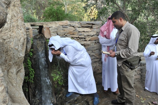 ضيوف مهرجان الشعر يتجولون بقرية ذي عين الأثرية