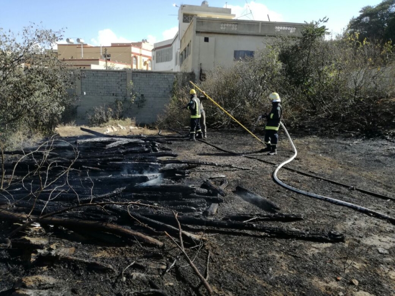 حريق في مدرجات زراعية في بني حدة بمنطقة الباحة