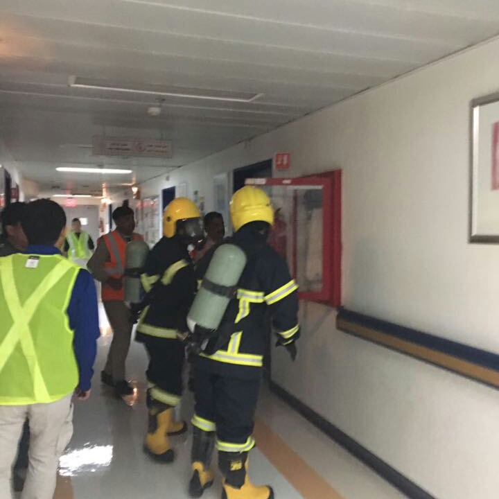 صور لفرضية حريق بقسم التنويم بمستشفى المانع