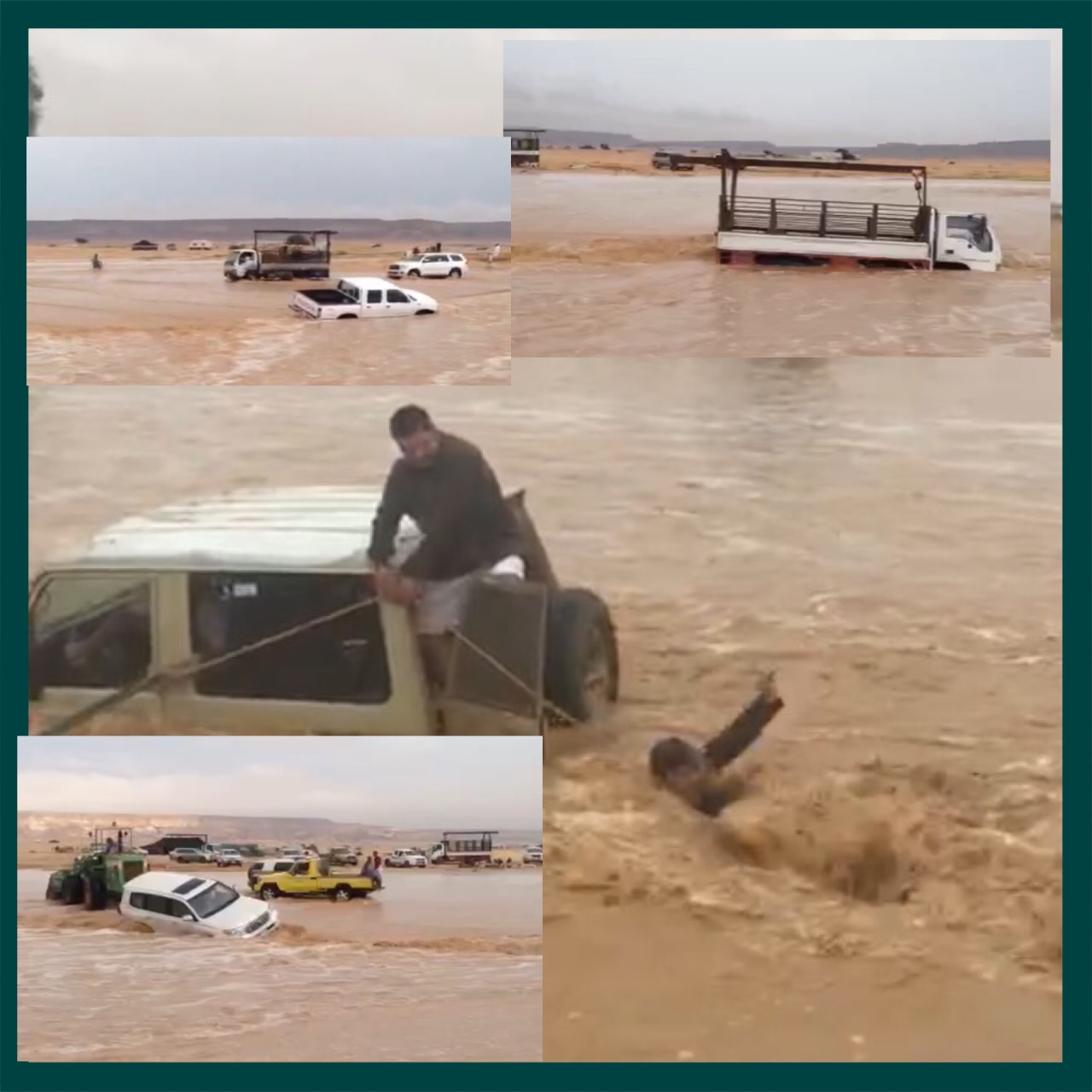 فيديوهات .. مغامرون يتحدون الدفاع المدني ويقطعون السيول