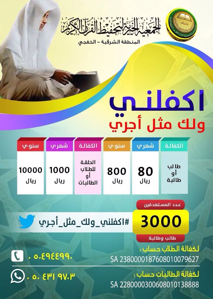 تحفيظ الخفجي يطلق حملة “اكفلني” لاستهداف 3000 طالب وطالبة