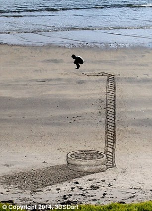 فنانون يحولون شاطئ بنيوزيلندا للوحة فنية ثلاثية الأبعاد
